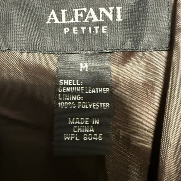 Alfani Women's Leather Jacket Brown Snake Textured Lined Medium M Petite MP - Picture 7 of 11